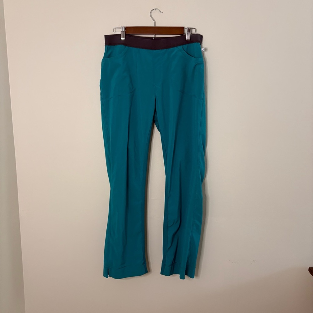 Women's Medical Scrub Medium Pants teal blue lightweight travel